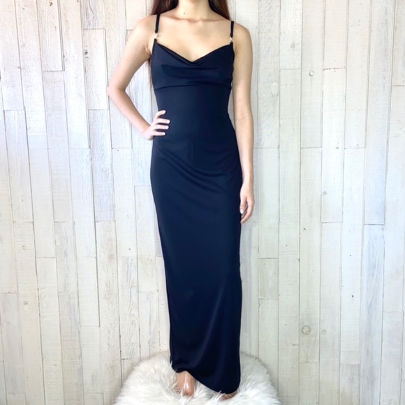 Windsor Dresses & Skirts - Vintage Windsor Black Cowl Neck Maxi Dress